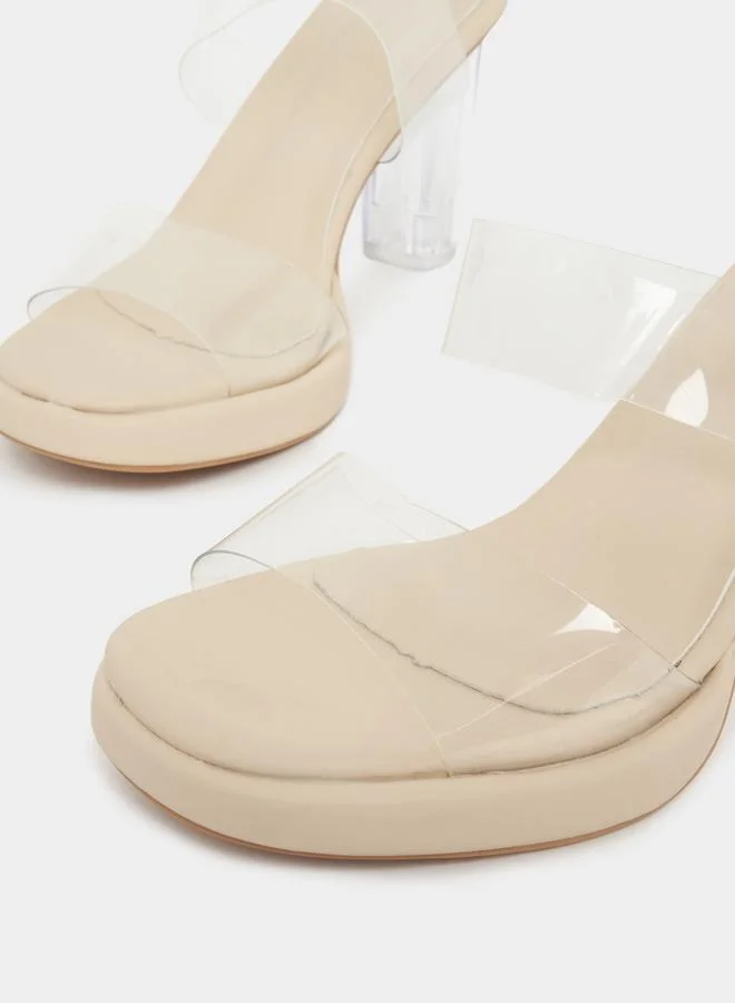 Styli Transparent Strap Square Toe Sandals