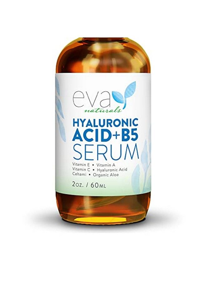 Eva Naturals مصل حمض الهيالورونيك للوجه مع فيتامين ب5، مصل مضاد للشيخوخة ومصل مرطب مضاد للتجاعيد، مصل حمض الهيالورونيك للوجه لترطيب البشرة الجافة 2.0 أونصة سائلة (عبوة واحدة) - Image 1