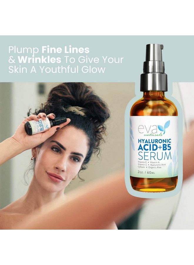Eva Naturals مصل حمض الهيالورونيك للوجه مع فيتامين ب5، مصل مضاد للشيخوخة ومصل مرطب مضاد للتجاعيد، مصل حمض الهيالورونيك للوجه لترطيب البشرة الجافة 2.0 أونصة سائلة (عبوة واحدة) - Image 5