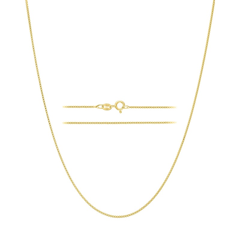 KISPER Italian 18K Gold Plated 925 Sterling Silver Diamond Cut Box Link Chain Necklace â€“ for Women & Men with Spring Ring Clasp â€“ Made in Italy, 20" - Image 1