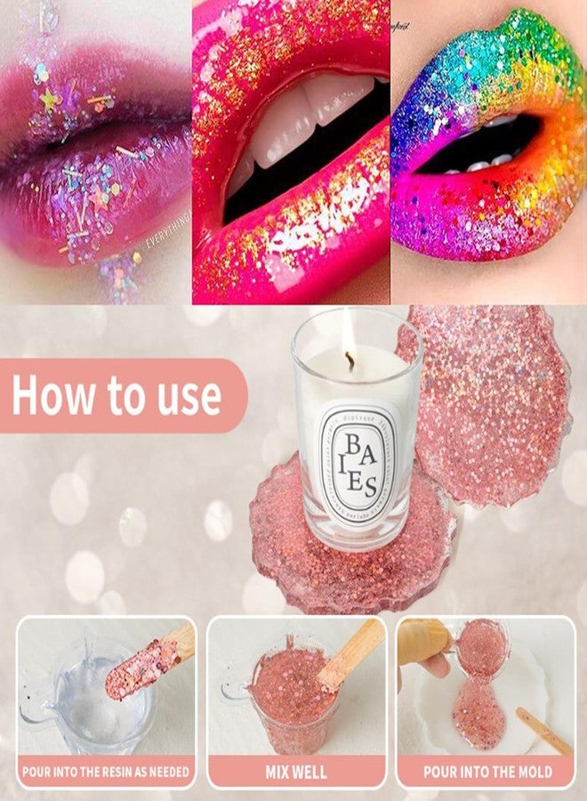 RoseFlower Holographic Chunky Glitter, 12 Colors Flakes Dreams Powder Festival Cosmetic, Body Face Eye Hair Nail & Eyeshadow, Decoration Perfect for Halloween, Resin, Slime, Tumbler, Craft, Makeup - Image 3