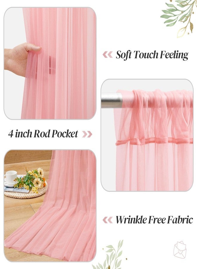 Shillance 10ft x 10ft Dusty Rose Backdrop Curtain Panels with Lights String for Parties, Sheer Tulle Wedding Backdrop Drapes for Baby Shower Birthday Party Home Decorations - Image 5