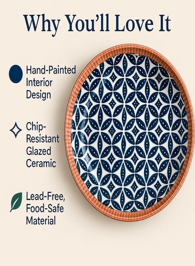 Lellow Ceramic Dinner Plate Set of 4 | Honeycomb Pattern with Orange Rim | Microwave Safe | Dishwasher Safe | Food Grade Glazed Ceramic | Modern Dining Plates for Daily Use - Image 4