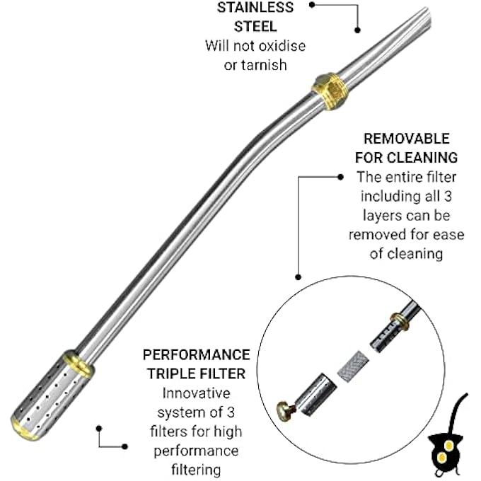 rayihni High Performance Bombilla To Drink Yerba Mate Stainless Steel Triple Filter With Slits - Image 2