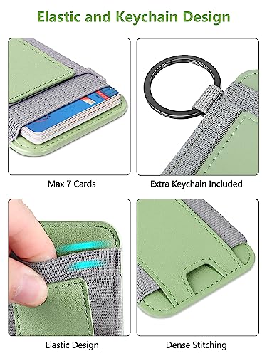 ExtreLife For Magsafe Wallet, Strongest Magnetic Wallet for iPhone 17/16/15/14/13/12 Series, Magnetic Card Holder with 2 Card Slots, RFID Blocking, Vegan Leather, Hold 7 Cards, Light Green - Image 3