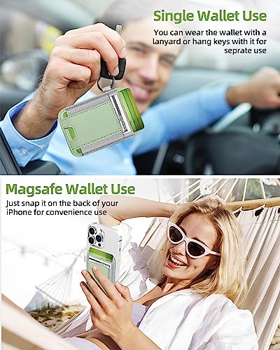 ExtreLife For Magsafe Wallet, Strongest Magnetic Wallet for iPhone 17/16/15/14/13/12 Series, Magnetic Card Holder with 2 Card Slots, RFID Blocking, Vegan Leather, Hold 7 Cards, Light Green - Image 4