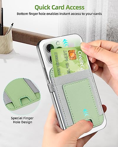 ExtreLife For Magsafe Wallet, Strongest Magnetic Wallet for iPhone 17/16/15/14/13/12 Series, Magnetic Card Holder with 2 Card Slots, RFID Blocking, Vegan Leather, Hold 7 Cards, Light Green - Image 5