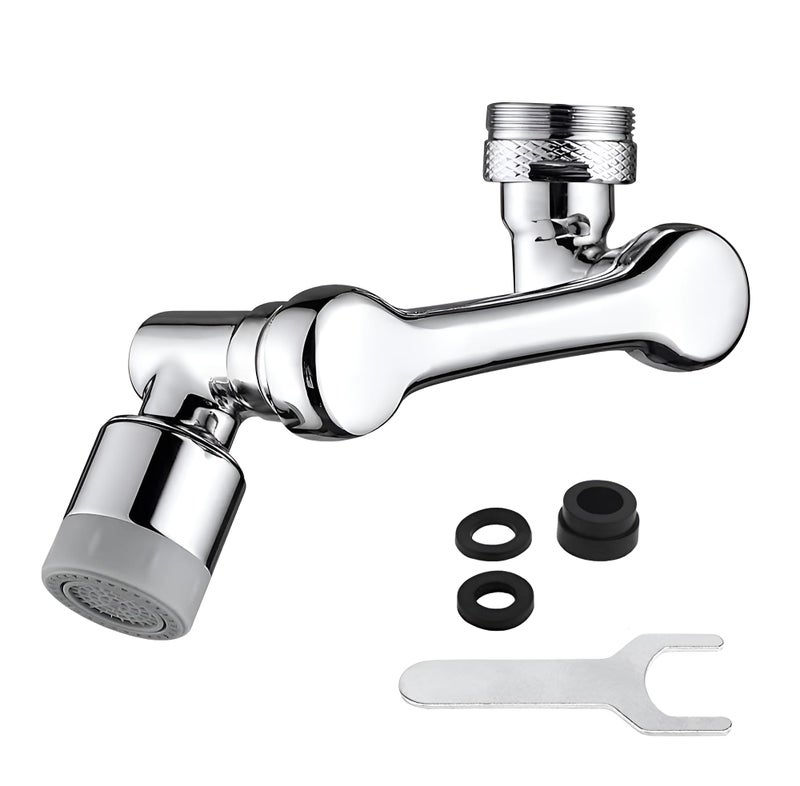 Snevad 1080° Two Gear Extension Faucet Aerator Universal Rotating Big Angle Swivel Splash Filter Dual Sprayer Bathroom Steel Sink Aerator Extender With Water Outlet Modes, Standard - Image 1