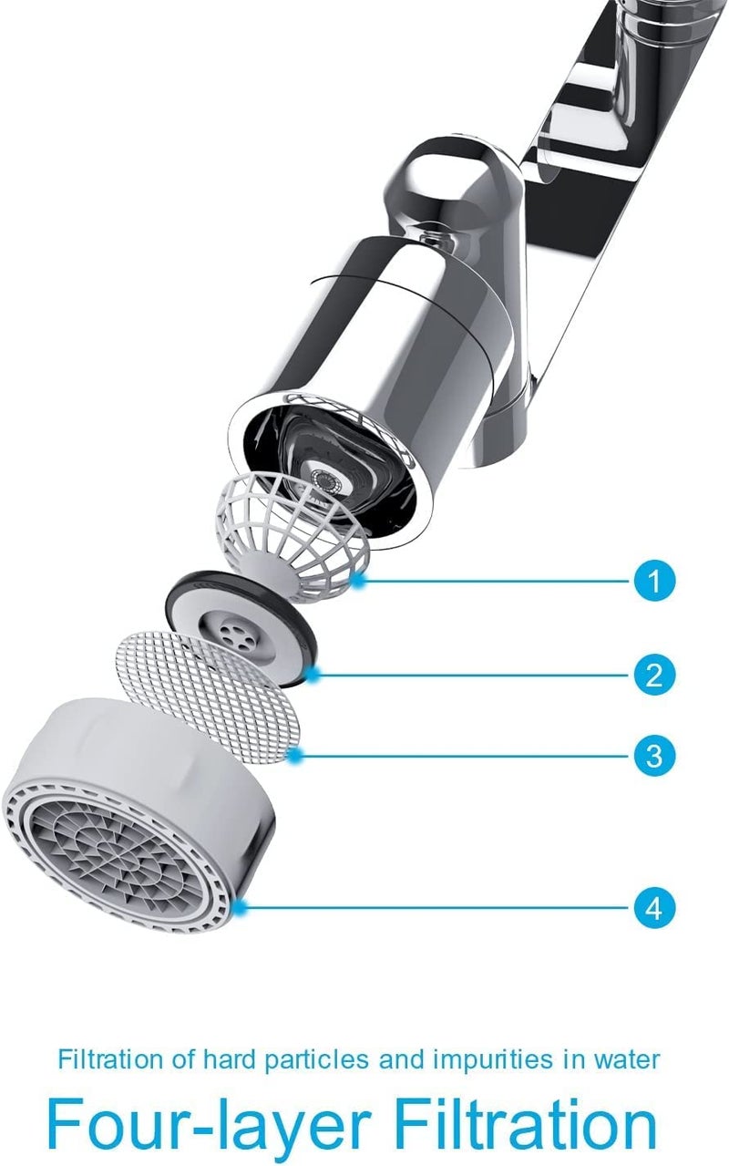 Snevad 1080° Two Gear Extension Faucet Aerator Universal Rotating Big Angle Swivel Splash Filter Dual Sprayer Bathroom Steel Sink Aerator Extender With Water Outlet Modes, Standard - Image 5