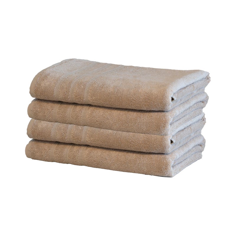 Mosobam Luxury Turkish Set of 4 Bath Towels 30X58 Light Taupe Oversize 700 GSM Bamboo Viscose  Aegean Turkish Combed Cotton