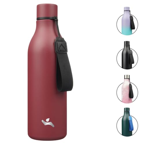 Konokyo Insulated Water Bottle with Strap,25 oz Double Wall Stainless Steel Vacuum Bottles Metal Water Flask,Brick Red - Image 1