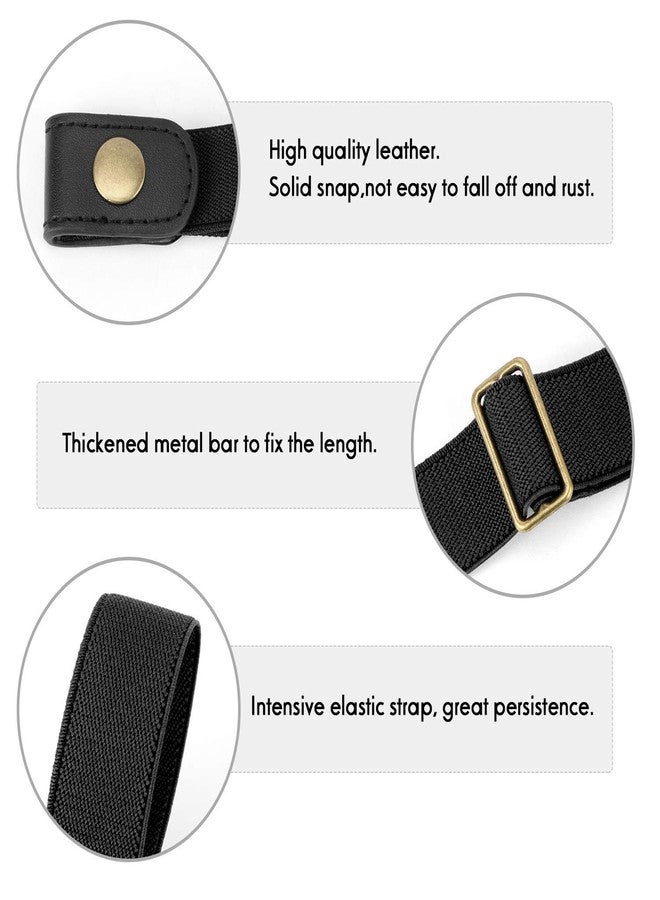 وير فور يو حزام مطاطي بدون مشبك من WERFORU، عبوة من قطعتين، مناسب للأطفال من الجنسين، حزام أطفال بدون مشبك يصل طوله إلى 24 بوصة (أسود + أسود) - Image 2