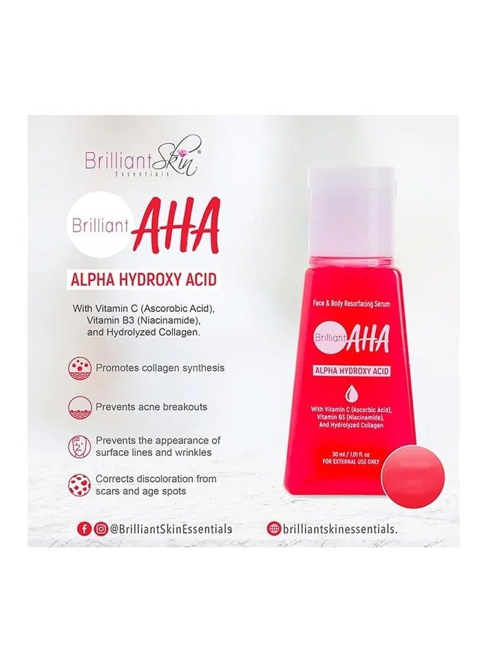 Brilliant Skin سيروم الوجه والجسم أها ألفا هيدروكسي أسيد باللون الوردي 30 مل - Image 2
