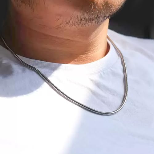 Peora Silver Plated Stainless Steel Fancy Snake Chain Stylish Fashion Jewellery for Men - Image 2