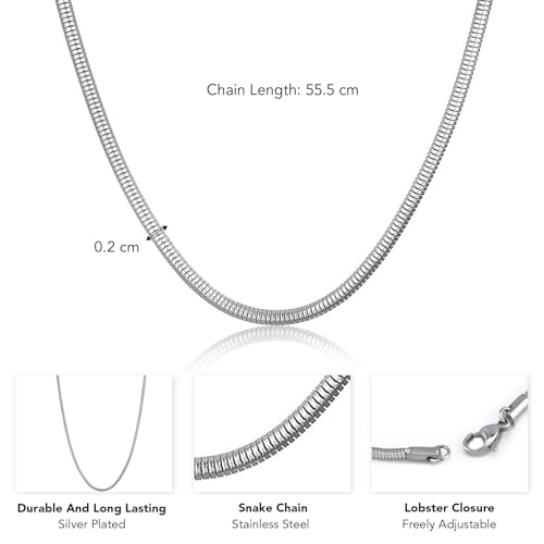 Peora Silver Plated Stainless Steel Fancy Snake Chain Stylish Fashion Jewellery for Men - Image 4