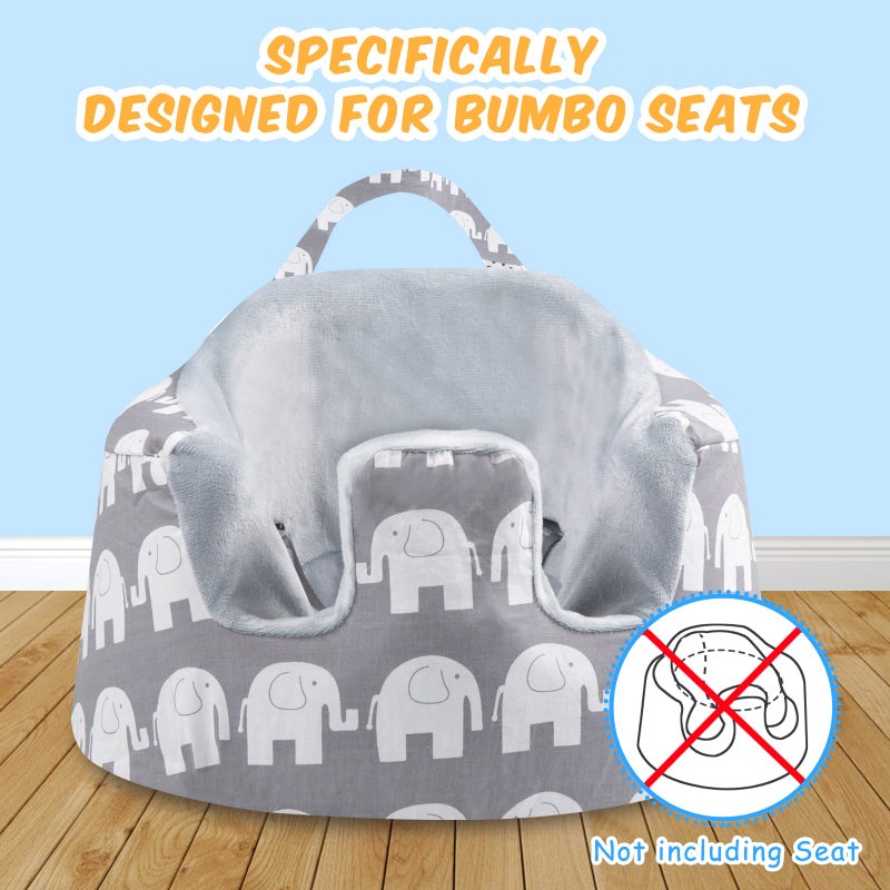 SMTTW Seat Cover Compatible with Bumbo Seat, Summer Cooling Breathable Seat Cover for Baby Boy Girl (Grey Elephant) - Image 4