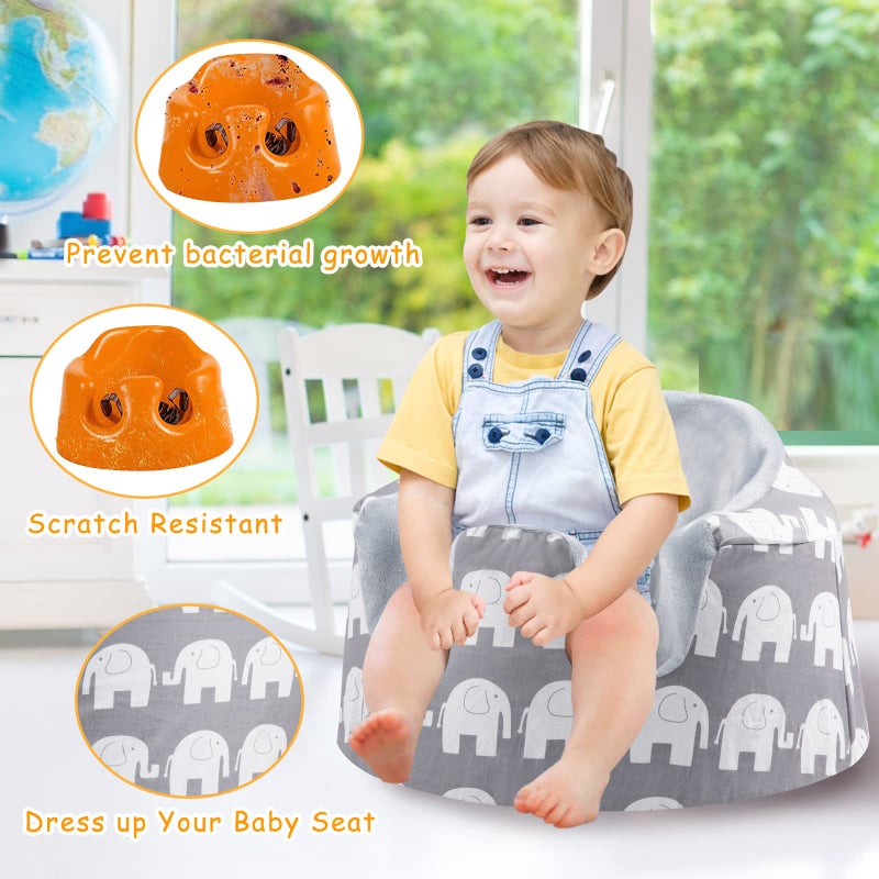 SMTTW Seat Cover Compatible with Bumbo Seat, Summer Cooling Breathable Seat Cover for Baby Boy Girl (Grey Elephant) - Image 3