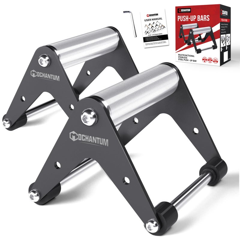 Mochantum Push Up Bar â€“ Heavy-Duty Stainless Steel Pushup Stands with Non-Slip Base,660 lb Capacity,Portable Home Gym Equipment for Strength Training and Floor Workouts,Black - Image 1