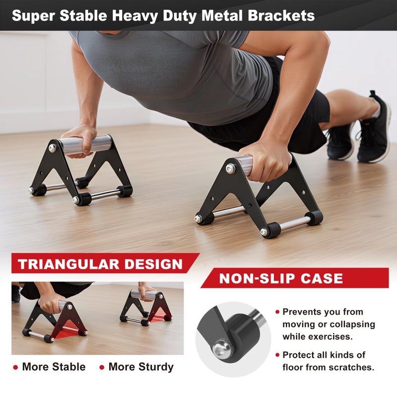 Mochantum Push Up Bar â€“ Heavy-Duty Stainless Steel Pushup Stands with Non-Slip Base,660 lb Capacity,Portable Home Gym Equipment for Strength Training and Floor Workouts,Black - Image 3