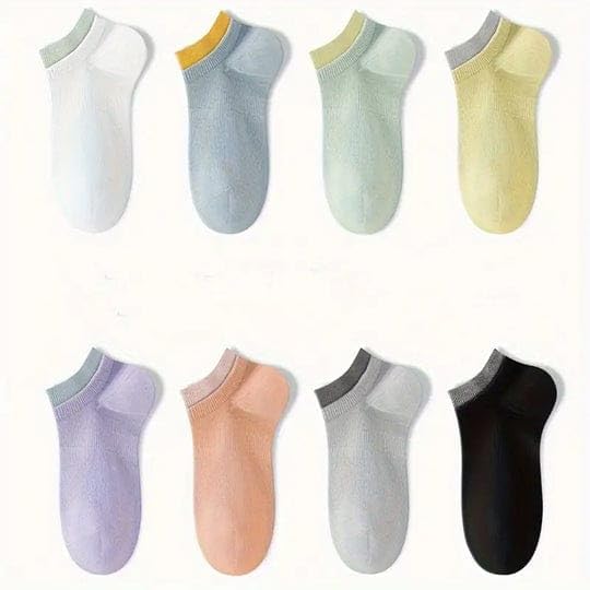 JABA'S 8 Pairs Men's & women's Business/Office Ankle Socks - Formal Breathable Cushioned Performance Cotton for Everyday Use, Free Size Pack of 8 Multicolor - Image 2