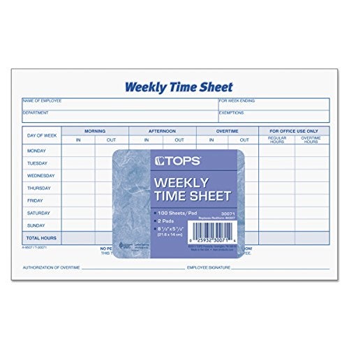 TOPS Weekly Employee Time Sheet, 8.5 x 5.5 Inches, 100 Sheets per Pad, 2 Pads/Pack (30071) - Purple; White - Image 2