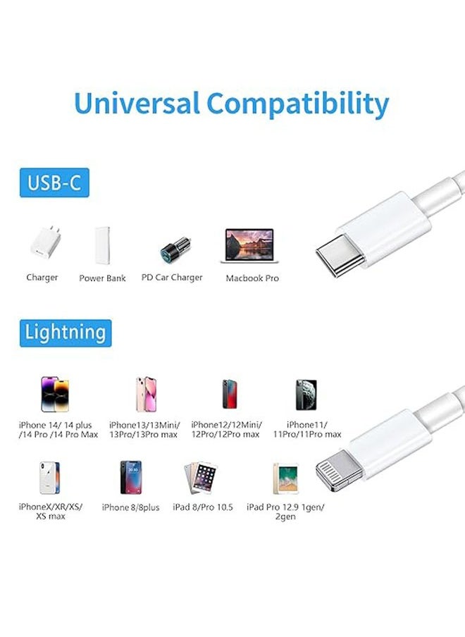 Generic - IPhone Charging Plug Type C to Lightning with 1M Fast Lightning Cable White, Fast Charging Plug with iPhone Lightning Cable Compatible for iPhone 14 Pro/14 Pro Max/14 Plus/14/13/12/11/Xs, iPad Pro - Image 1