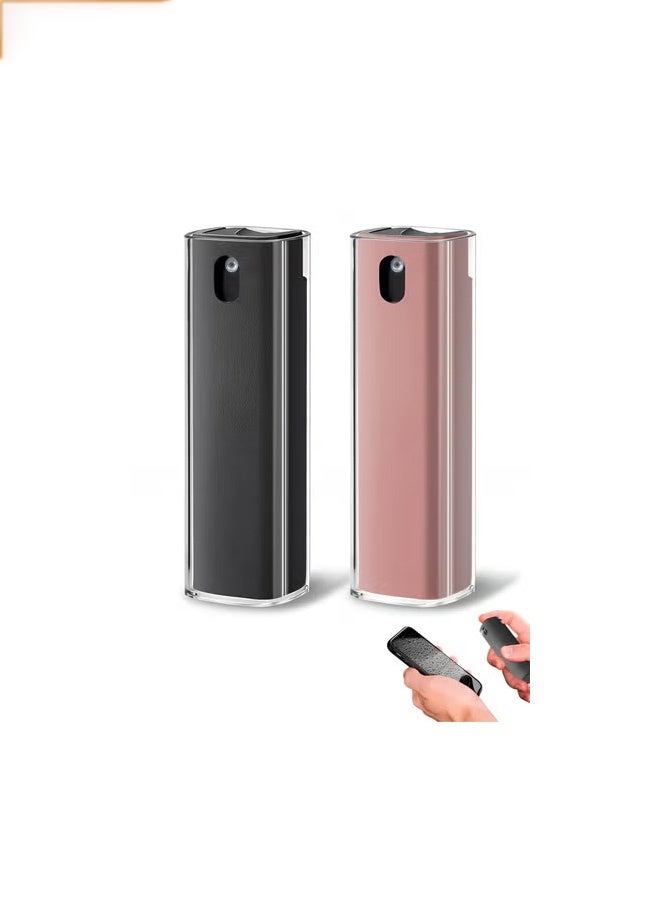 Taimi 2-Pcs All-in-One Touchscreen Cleaner, Spray and Built-in Microfiber Cloth with Clear Protective Case, Screen Cleaner for All Phones, Laptop and Tablet - Black/Pink - Image 1