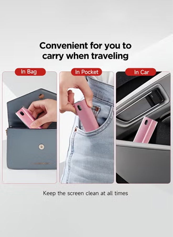 Taimi 2-Pcs All-in-One Touchscreen Cleaner, Spray and Built-in Microfiber Cloth with Clear Protective Case, Screen Cleaner for All Phones, Laptop and Tablet - Black/Pink - Image 4