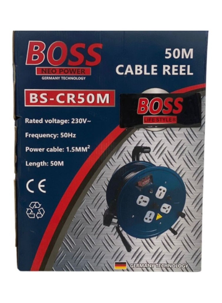50m electrical extension cord with four outlets.
