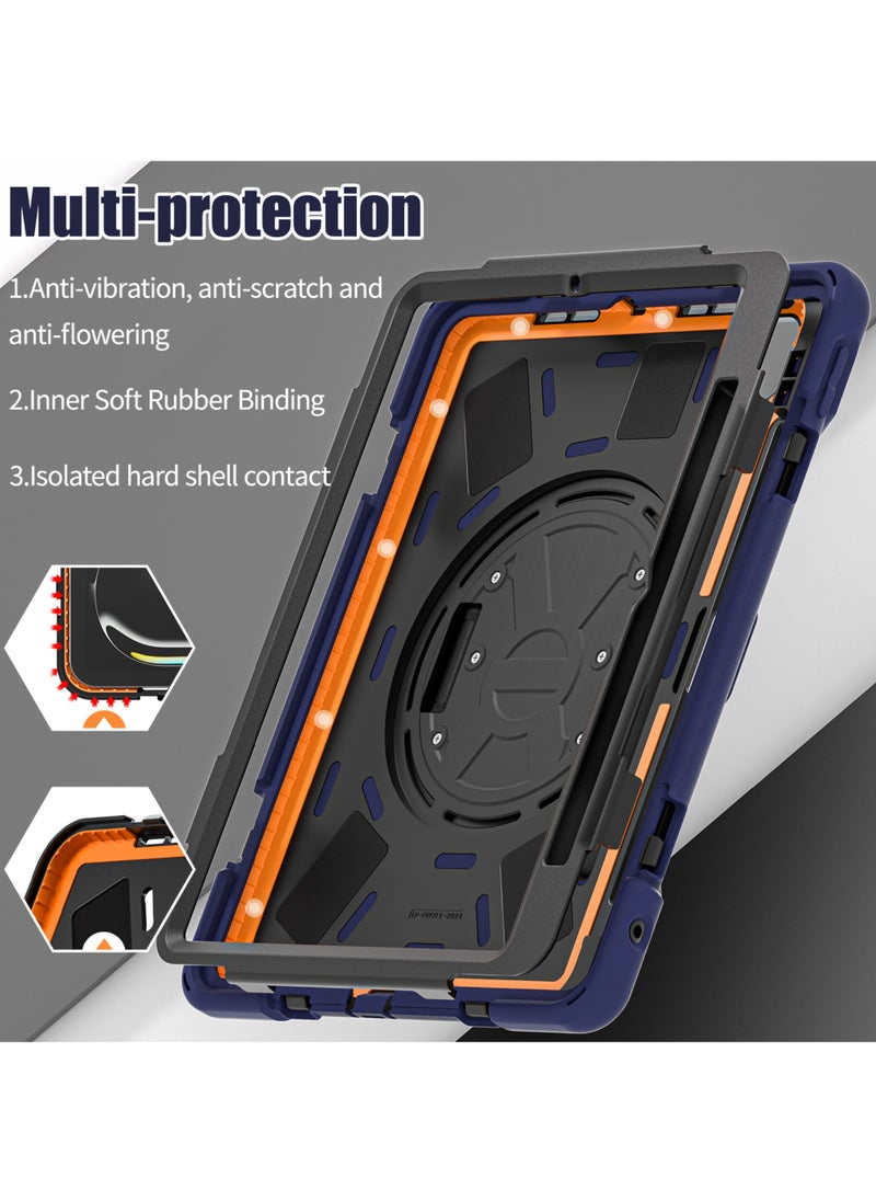Rock Pow - Case for iPad Pro 11-inch (2024) M4 Chip Model A2836 A2837 Heavy Duty Rugged Durability Silicone Tablet Cover with 360° Rotating Hand Strap Foldable Hidden Stand & Shoulder Strap - Image 1