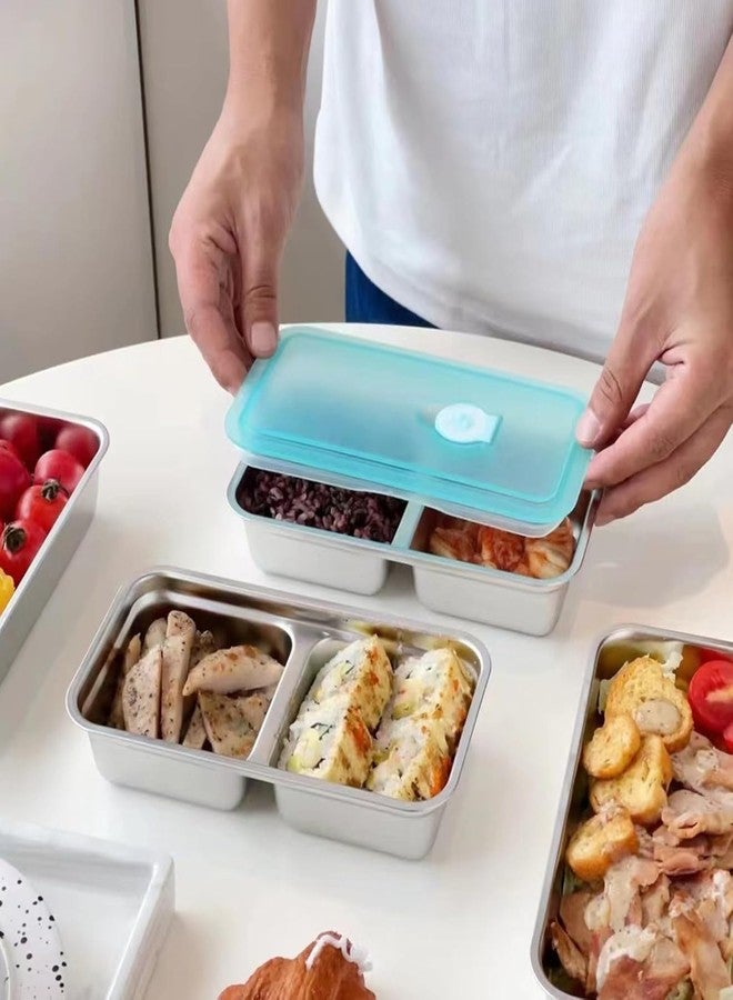 IRIDESCENT noxozoqm Grab and Go Snack Containers Reusable,Stainless Steel Double Compartment Snack Containers,Dishwasher- Reusable Condiment Container with Lids of Snacks,Dips,Travel and Outdoor Camping (1) - Image 3