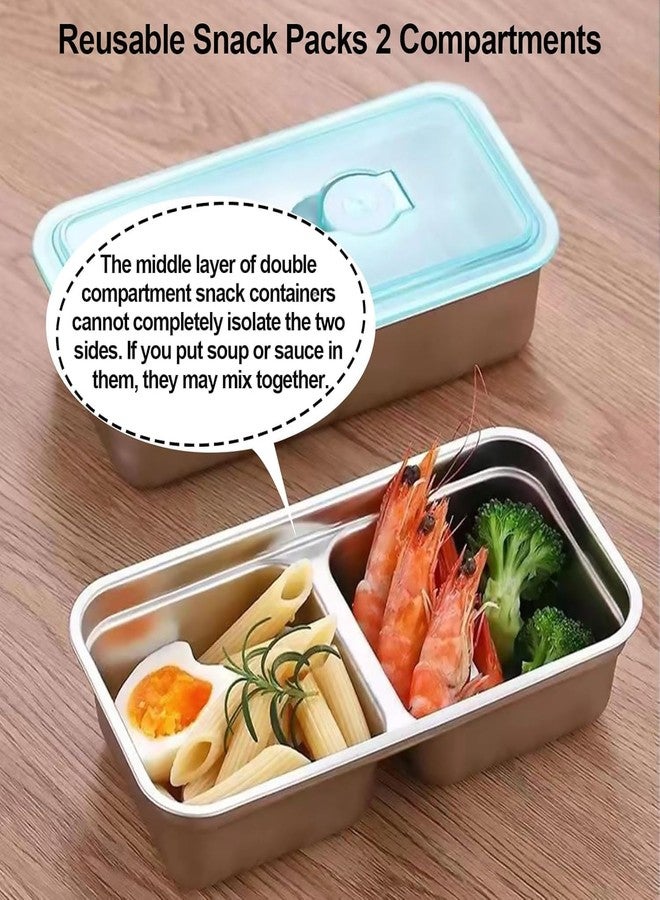 IRIDESCENT noxozoqm Grab and Go Snack Containers Reusable,Stainless Steel Double Compartment Snack Containers,Dishwasher- Reusable Condiment Container with Lids of Snacks,Dips,Travel and Outdoor Camping (1) - Image 4