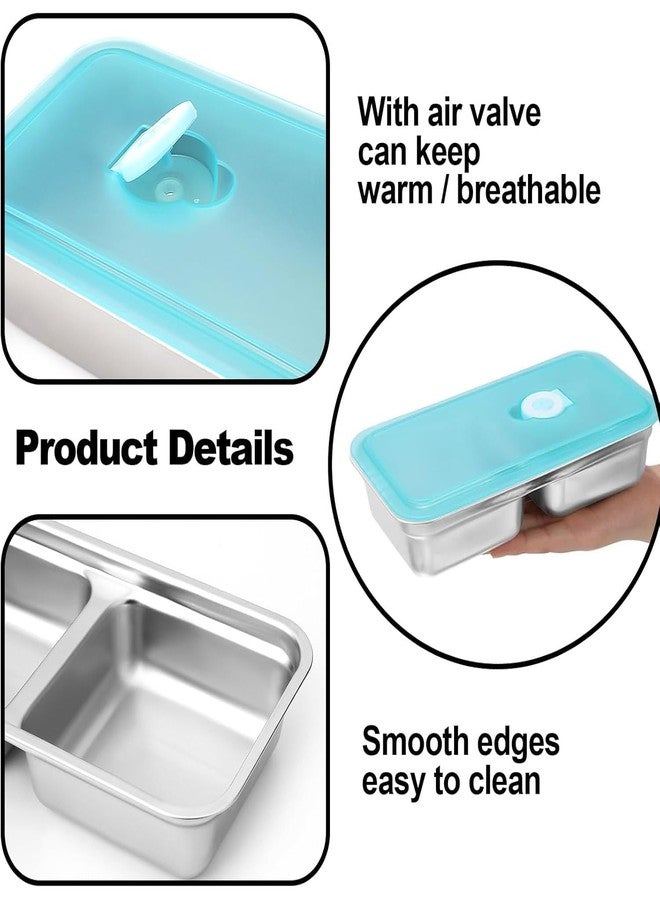 IRIDESCENT noxozoqm Grab and Go Snack Containers Reusable,Stainless Steel Double Compartment Snack Containers,Dishwasher- Reusable Condiment Container with Lids of Snacks,Dips,Travel and Outdoor Camping (1) - Image 5