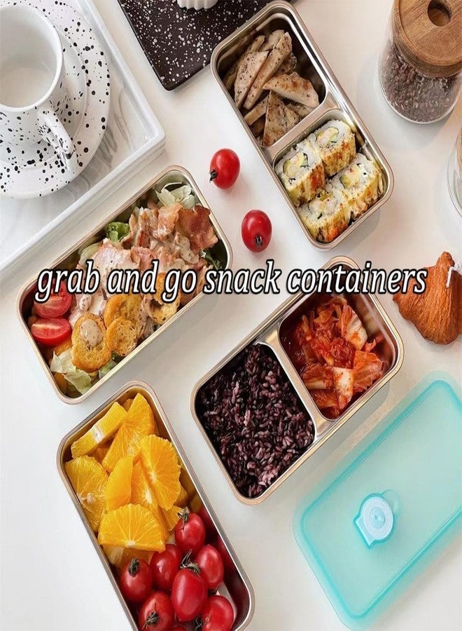 IRIDESCENT noxozoqm Grab and Go Snack Containers Reusable,Stainless Steel Double Compartment Snack Containers,Dishwasher- Reusable Condiment Container with Lids of Snacks,Dips,Travel and Outdoor Camping (1) - Image 2