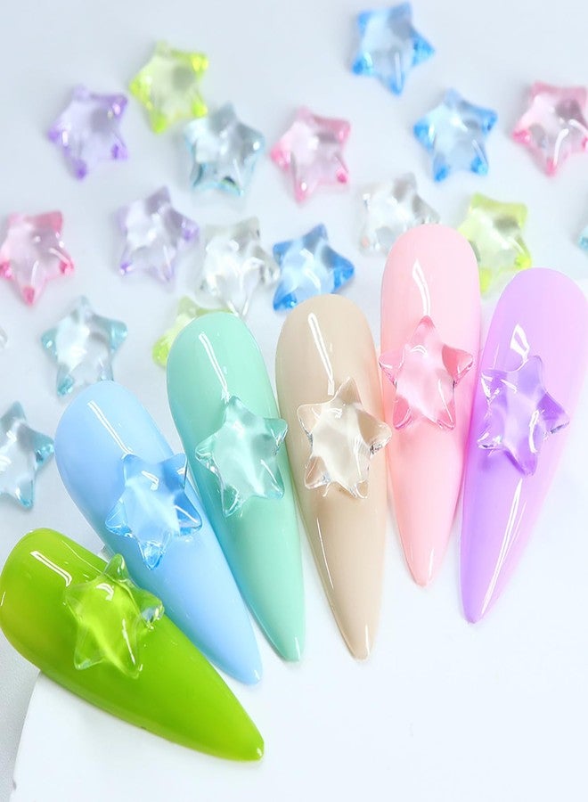 Vezocim Stars Nail Art Charms, Pentagram Nail Art Rhinestone, 3D Clear Five-Pointed Star Nail Glitter Designs, Resin Star Nail Diamond Gems Supplies for Women Manicure Art, DIY Jewelry Making Crafts - Image 3
