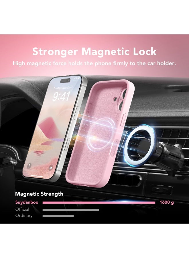 SUYDANBOX Magnetic for iPhone 16 Case, Compatible with MagSafe, [Full Camera Protection][Screen Protector] Silicone Shockproof Protective Phone Case for iPhone 16 6.1",Pink - Image 3