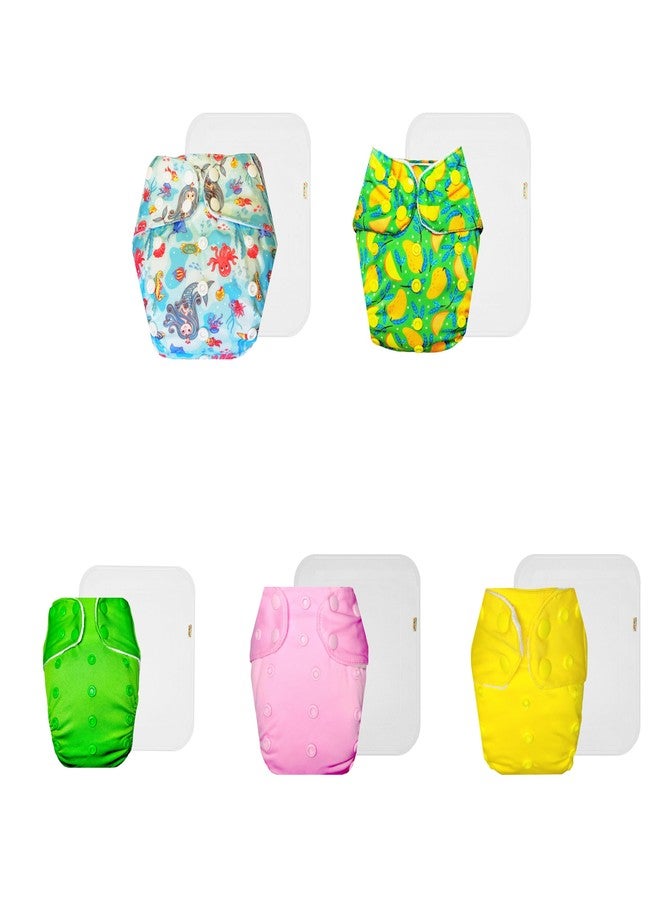 حفاضات قماشية فاخرة من دمبلدو مع حشوة قطنية (عبوة من 5) | ناعمة ولطيفة | قابلة لإعادة الاستخدام والغسل | سريعة الجفاف | مثالية للأطفال الصغار | من 3 أشهر إلى 3 سنوات | للجنسين - Image 1