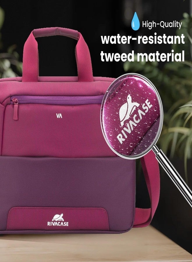 RivaCase Suzuka 7727 Laptop Bag Water Resistant Polyester Fabric fits most popular Macbook Laptops Ultrabooks 13.3 to 14 inches Computer Bag for Women/Men/Travel/Business Style Briefcase Claret Violet - Image 2