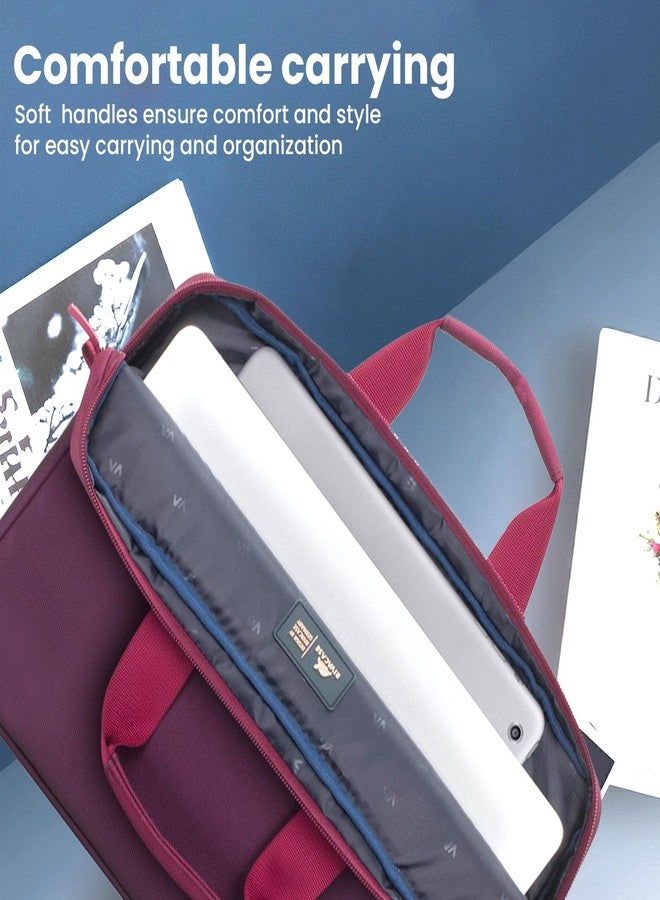 RivaCase Suzuka 7727 Laptop Bag Water Resistant Polyester Fabric fits most popular Macbook Laptops Ultrabooks 13.3 to 14 inches Computer Bag for Women/Men/Travel/Business Style Briefcase Claret Violet - Image 4