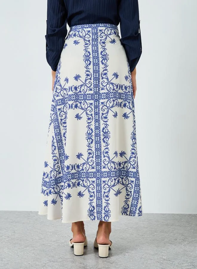 Take Two Blue Women Blue Print Midi A-Line Skirt for Women | Best Price UAE