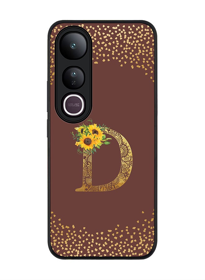 Stylizedd For vivo V50 Lite Case,Slim fit Camera Protection, Shockproof Thin Phone cover  - Custom Floral Monogram - D  (Brown )