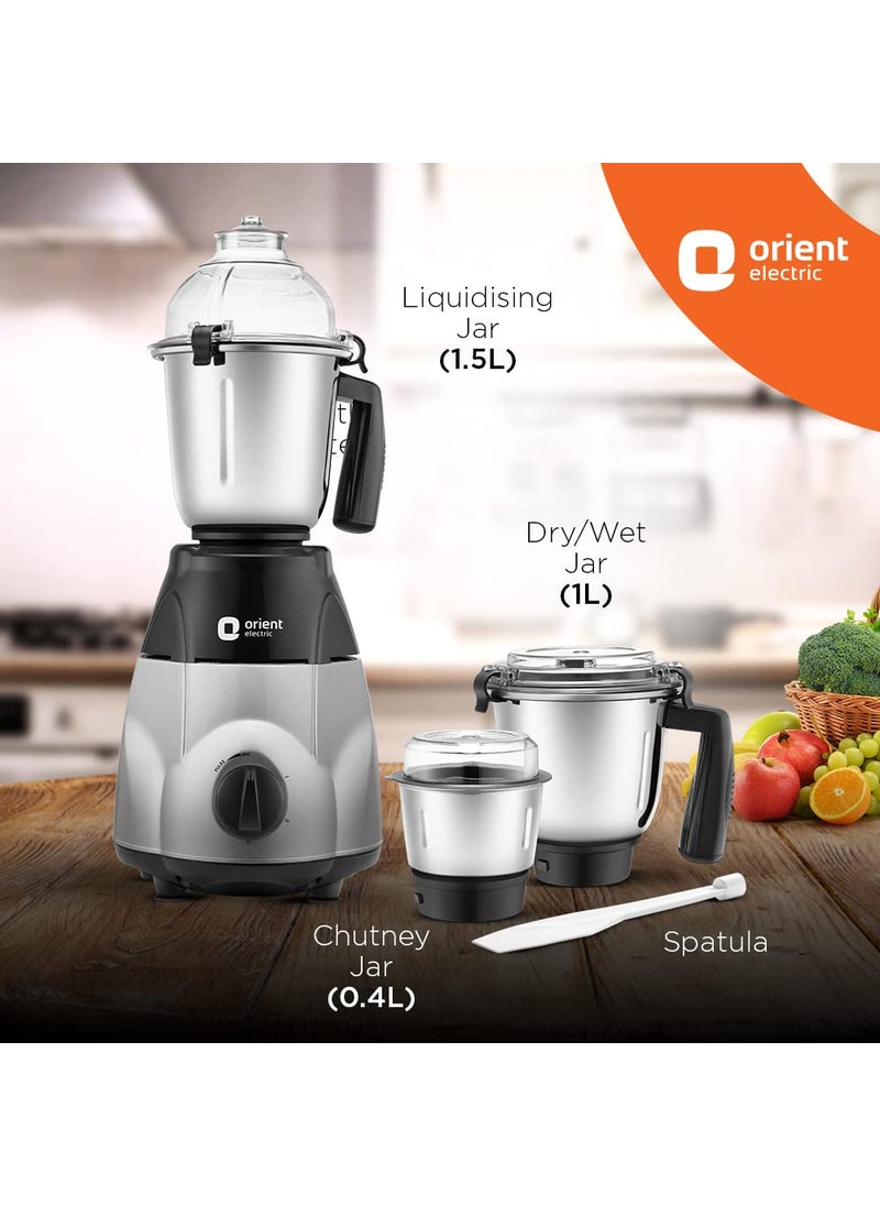Orient Electric Orient Electric Chefspecial 1200W 3 jar Mixer Grinder (MGCS120G3/Black & Silver)  - Image 3