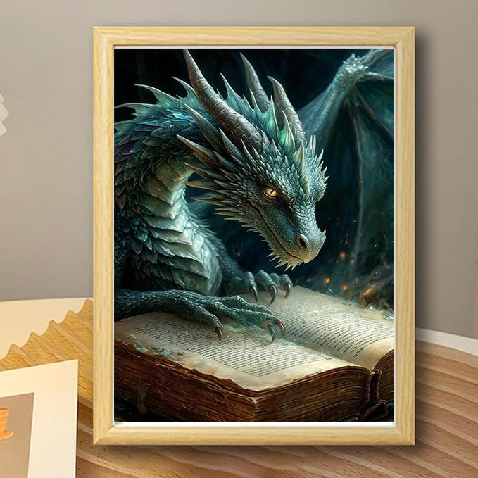 Ekuxom 5D Diamond Art Kits For Adults-Dragon Diamond Painting Kits For Adults- Diy Round 5D Full Drill Diamond Dots Crafts For Home Wall Decor Gifts 12X16 Inch - Image 3