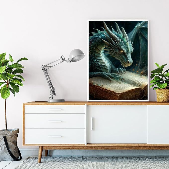 Ekuxom 5D Diamond Art Kits For Adults-Dragon Diamond Painting Kits For Adults- Diy Round 5D Full Drill Diamond Dots Crafts For Home Wall Decor Gifts 12X16 Inch - Image 4