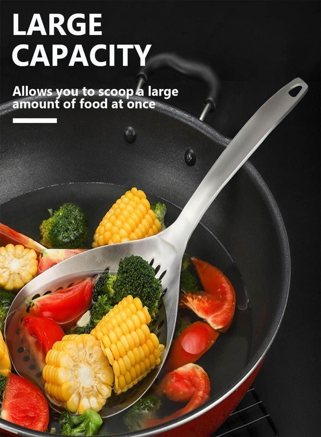 KAYCROWN ملعقة مثقبة من كاي كراون، عبوة من قطعتين، مصنوعة من الفولاذ المقاوم للصدأ، مصفاة معكرونة عنكبوتية، مغرفة وملعقة للقلي والطبخ، مصفاة للقلي، مصفاة مطبخ للطبخ - Image 4