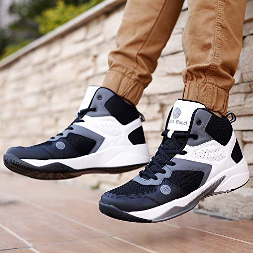 Bacca Bucci® Men's Wager Basketball Shoes with Natural Rubber Sole & Breathable Upper- Grey/White, Size UK9 - Image 4