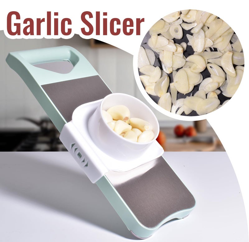 NACOLUS 6-Blade Mandoline Slicer with Slide-On Hand Guard - Vegetable Slicer, Potato/Onion/Garlic Slicer, Kitchen Grater(Multi-Color) (Seafoam green, 6-in-1) - Image 3