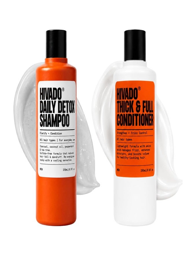 HIVADO Daily Detox Shampoo & Thick & Full Conditioner Combo for Men | 250ml Each | Anti-Dandruff & Scalp Cleansing Care | Volumizing & Nourishing Hair Care | Sulfate & Paraben Free - Image 1