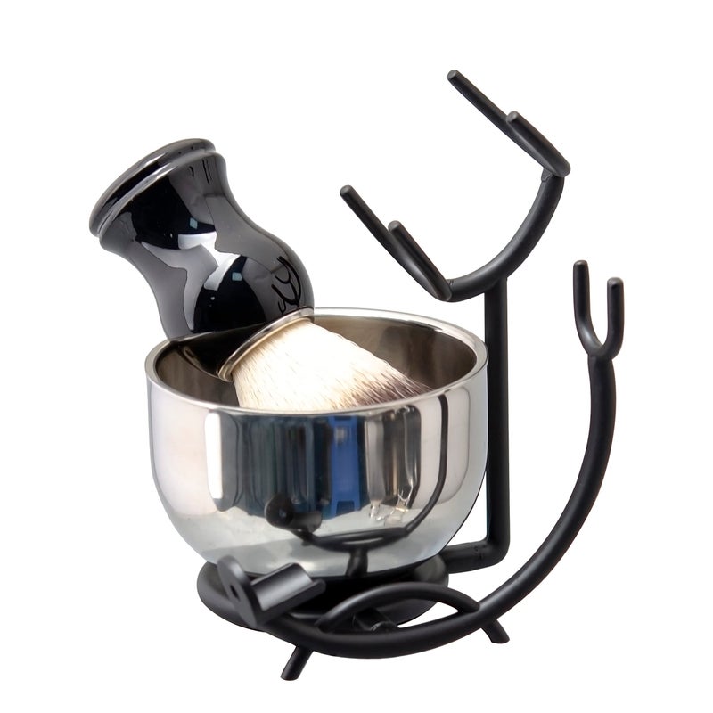 Grandslam Shaving Brush and Bowl Kit for Men, 3 in 1 Shaving Brush Set, Stainless Steel Shaving Bowl and Stand, Shaving Kit for Men - Image 2