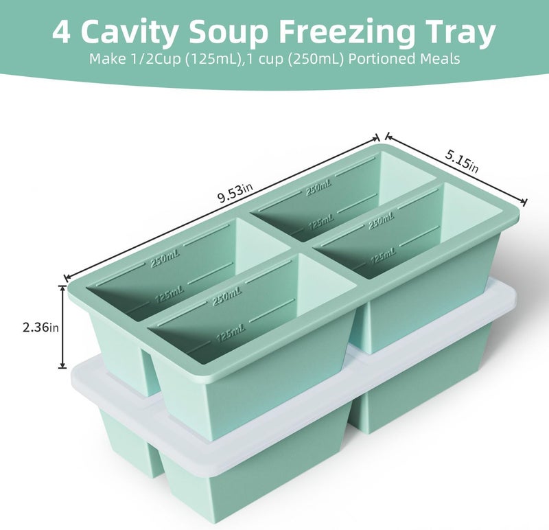 FDDAI Silicone Freezer Tray for Sauce Cube: Super Prep Freezing Tray for Souped Storage - Freeze 125mL 250mL Broth Soup Portion - Image 5